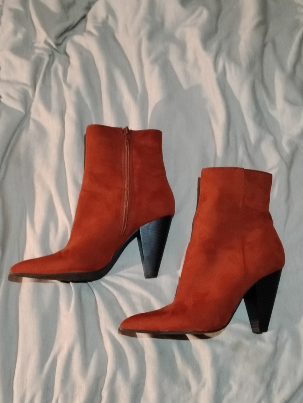 Forever 21 Faux Suede Burnt Orange 4" Heel Pointed Toe Bootie Size 5.5
